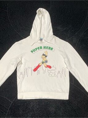 Unbranded White 'Super Hero' Graphic Zip-Up Hoodie Sweater